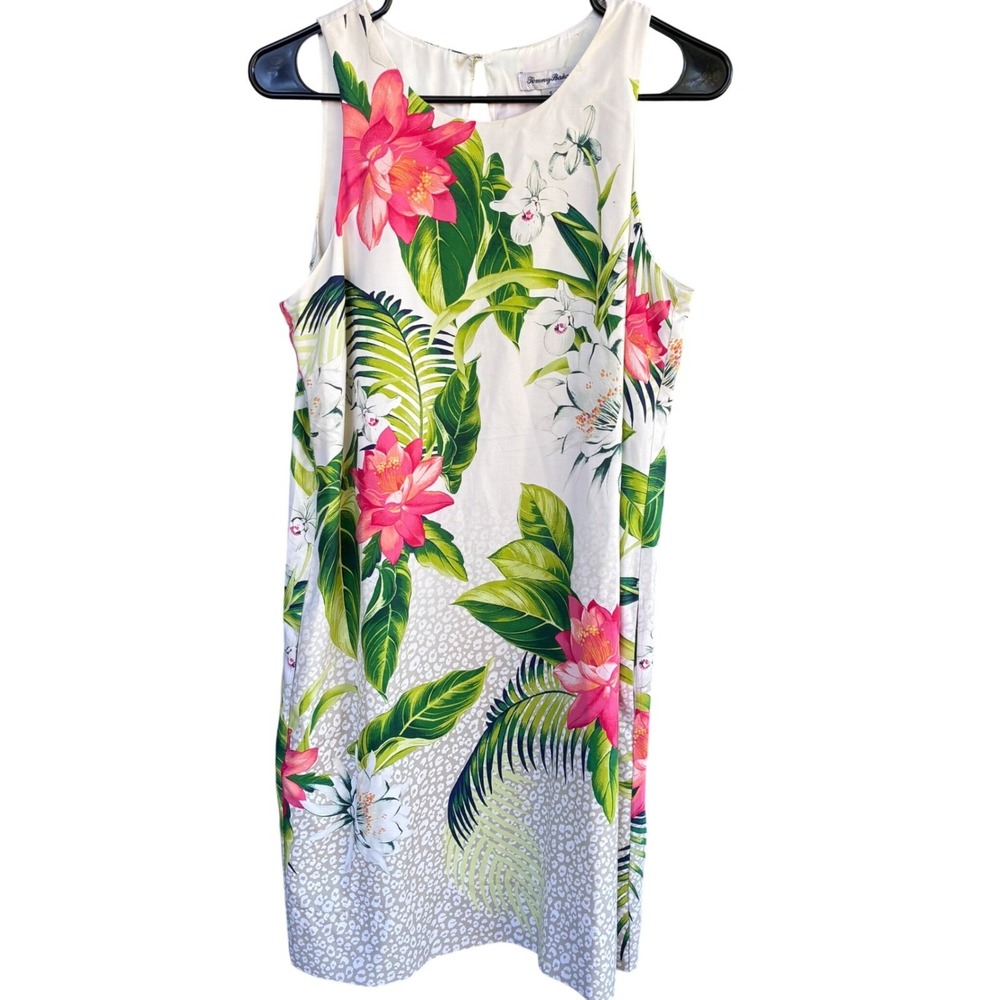 Tommy Bahama Grande Grove 100% Silk Tropical Floral‎ Shift Dress Leopard Sz S/P